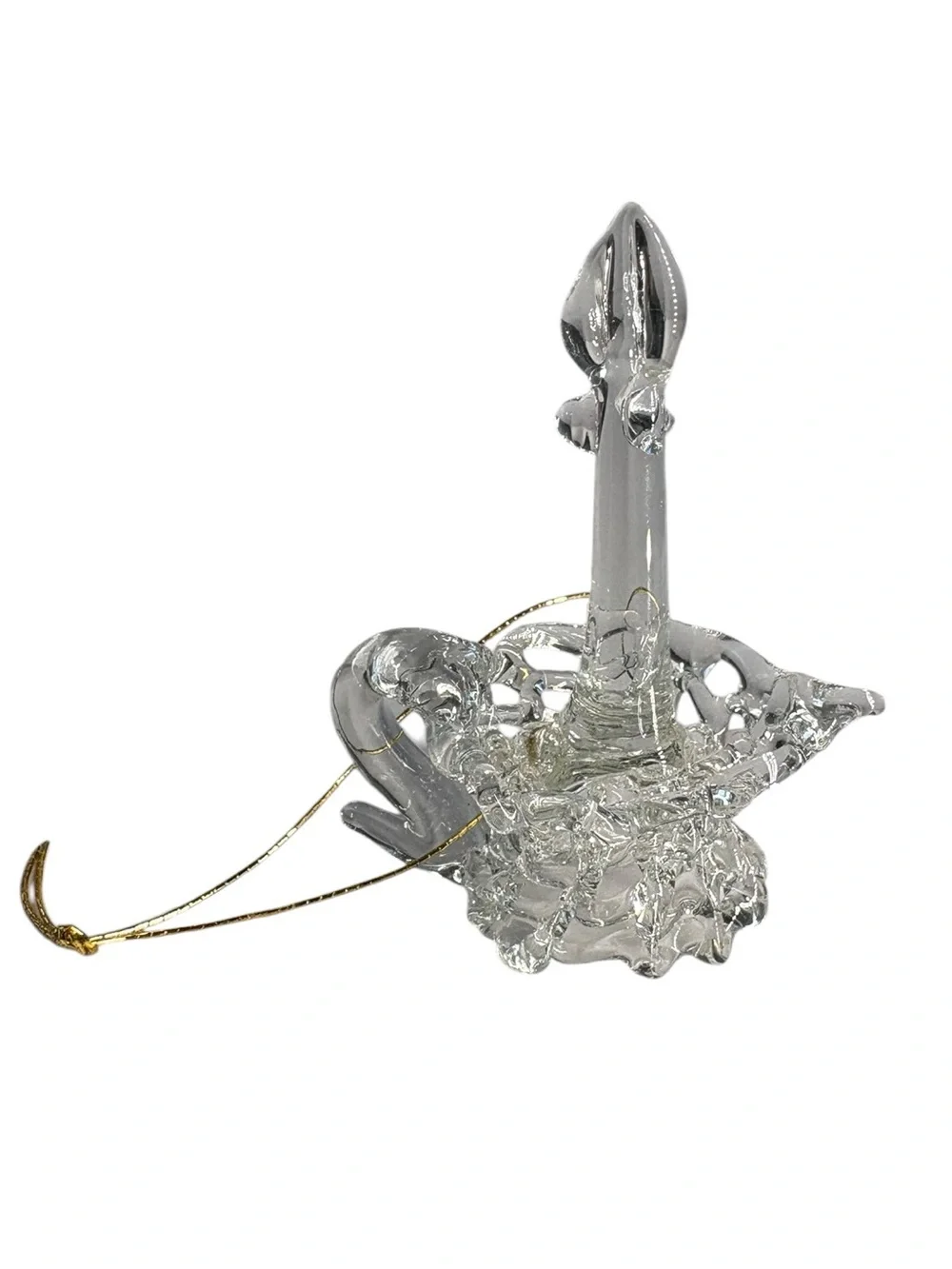 Vintage Spun Glass Candlestick Christmas Ornament